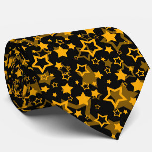 Golden Yellow Stars Glitter Design Neck Tie