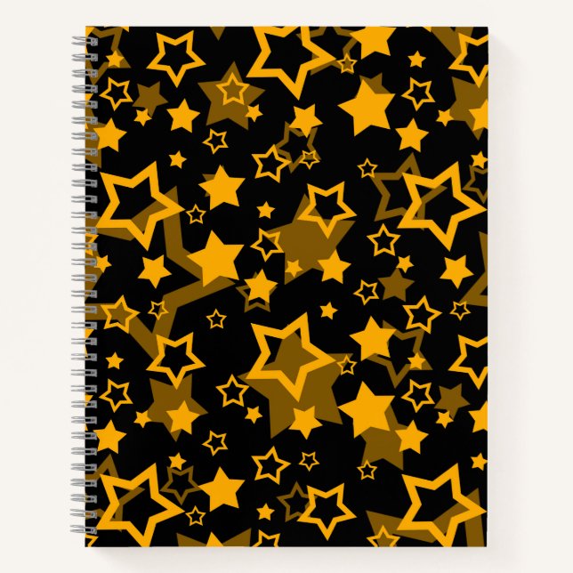 Golden Yellow Stars Glitter Design  Notebook (Front)