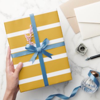 Golden Yellow Stripes Wrapping Paper