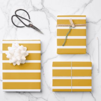 Golden Yellow Stripes Wrapping Paper Sheets