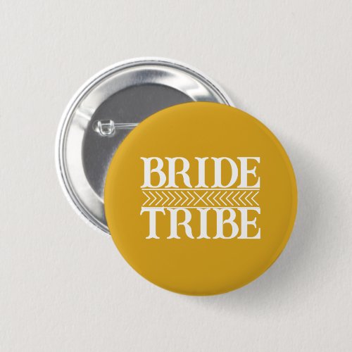 Golden Yellow Stylized Bride Tribe Button