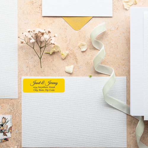 Golden Yellow Stylized Name Wedding Return Address Label