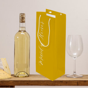 Golden Yellow Stylized Script Maid of Honor Wine Gift Bag