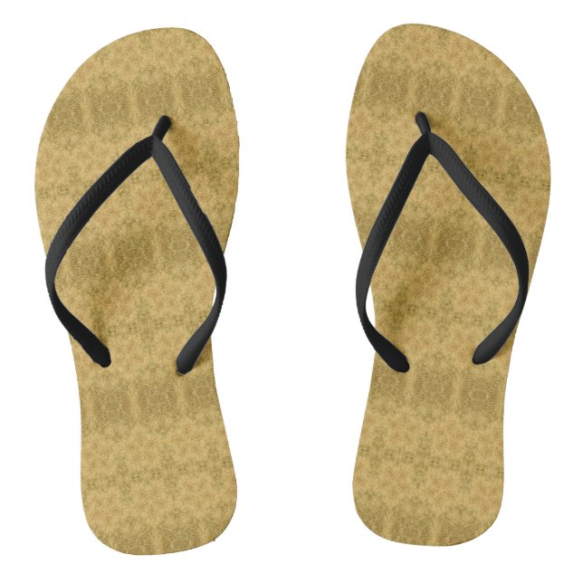Golden yellow sun bright pattern summer flip flops (Footbed)