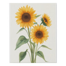 Golden Yellow Sunflower Watercolor Floral Print