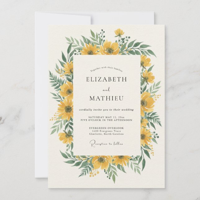 Golden Yellow Sunny Summer Wedding Invitation (Front)