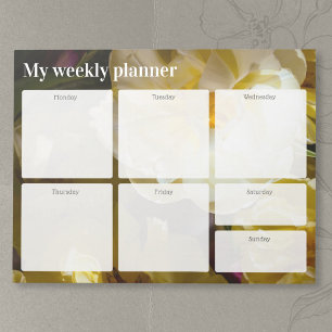 Golden Yellow Tulip Weekly Planner Notepad
