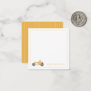 Golden Yellow Vintage Toy Car Personalized Note Card