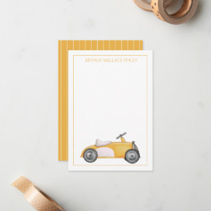 Golden Yellow Vintage Toy Car Personalized Note Card