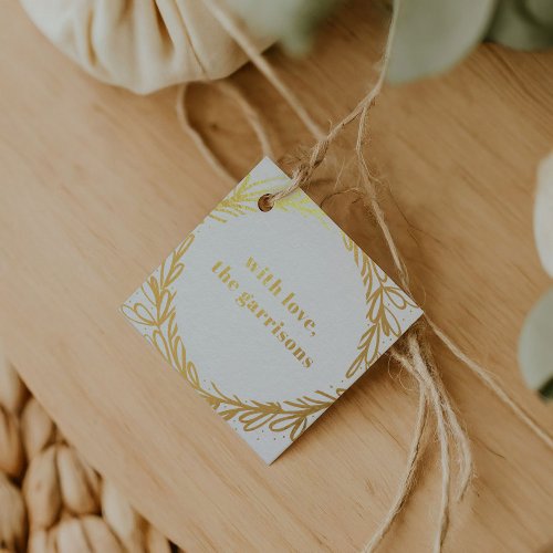 Golden Yellow Watercolor Botanical Gold Foil Favor Tags