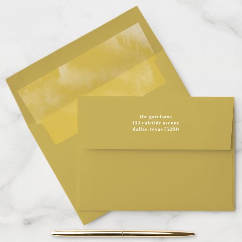 Golden Yellow Watercolor Liner Return Address Envelope