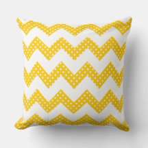 Golden yellow white Dots Chevron Decorative Pillow