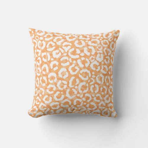 Golden Yellow White Leopard Animal Print Outdoor Pillow