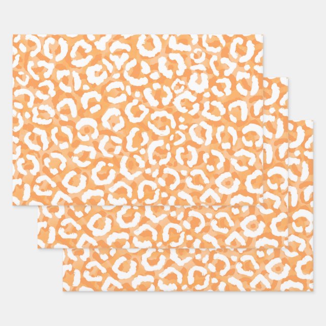 Golden Yellow White Leopard Animal Print Wrapping Paper Sheets (Set)