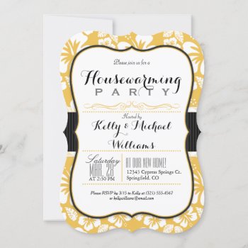 Golden Yellow & White Tropical Housewarming Party Invitation by Card_Stop at Zazzle