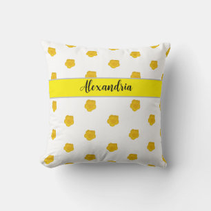 Golden Yellow Wildflower Photo Monogram Name  Throw Pillow