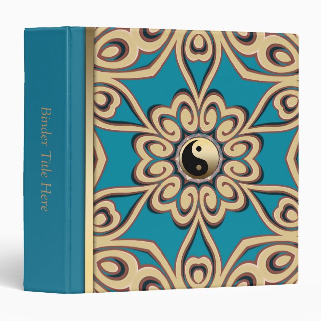 Golden Yin Yang Floral Balance Album / Binder (Front/Spine)