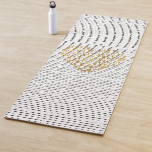 Golden Yoga Silhouettes in Heart Shape Yoga Mat