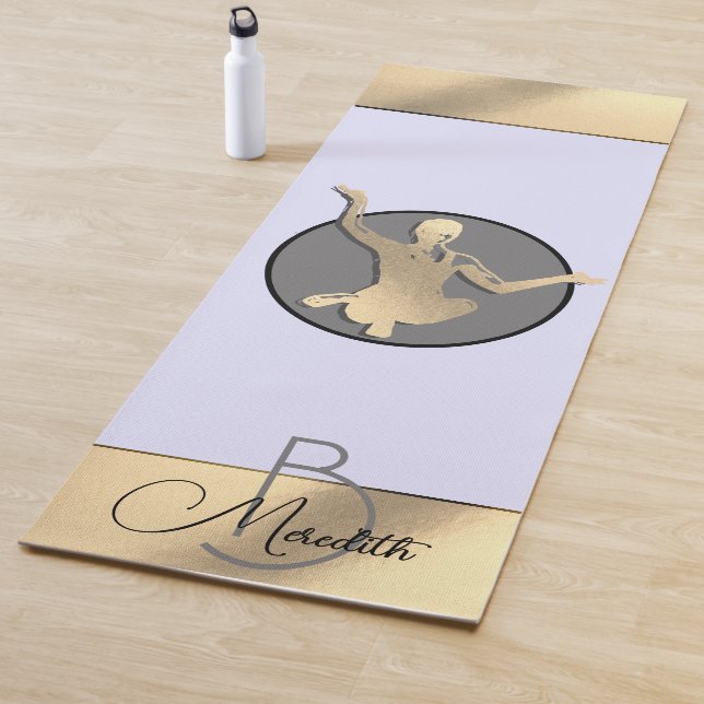 Golden yogi silhouette yoga mat (In Situ)