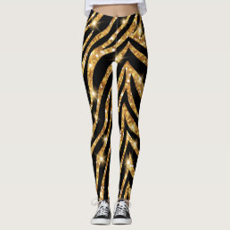 Golden Zebra Glittery Pattern  Leggings