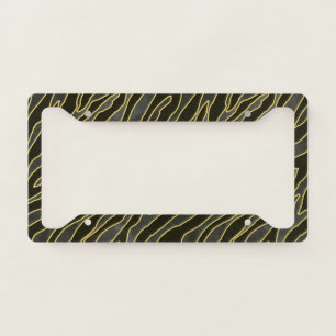 Golden Zebra Glittery Pattern License Plate Frame
