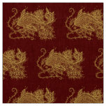Golden Zen Koi on Red Fabric