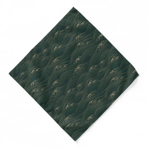 Golden Zen Waves Luxury Pocket Square Bandana