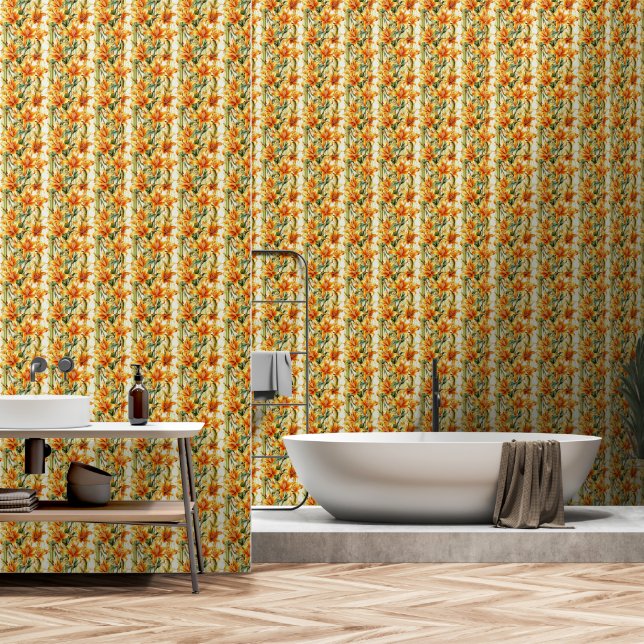 Golden Zinnia Wallpaper (Bathroom)