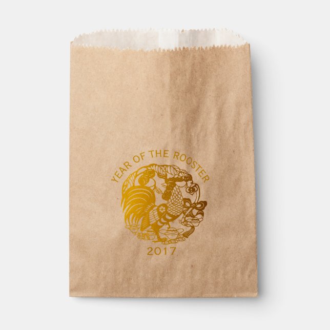 Golden Zodiac 2017 Rooster Year favor bag (Front)