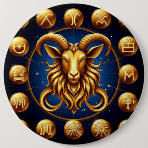 Golden Zodiac Capricorn Design Button