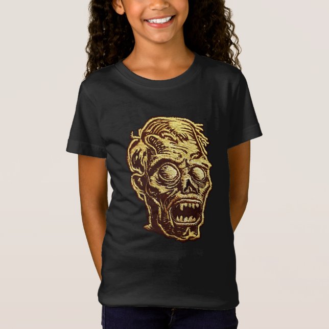 Golden Zombie Embroidered Badge Art T-Shirt (Front)