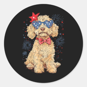 Goldendoodle 4th Of July Patriotic Golden Doodle D Classic Round Sticker