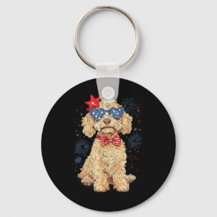 Goldendoodle 4th Of July Patriotic Golden Doodle D Keychain