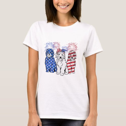 Goldendoodle American Flag 4th Of July  T_Shirt