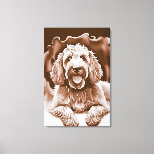 Goldendoodle Art Happy Dog Warm Neutral Colors Canvas Print