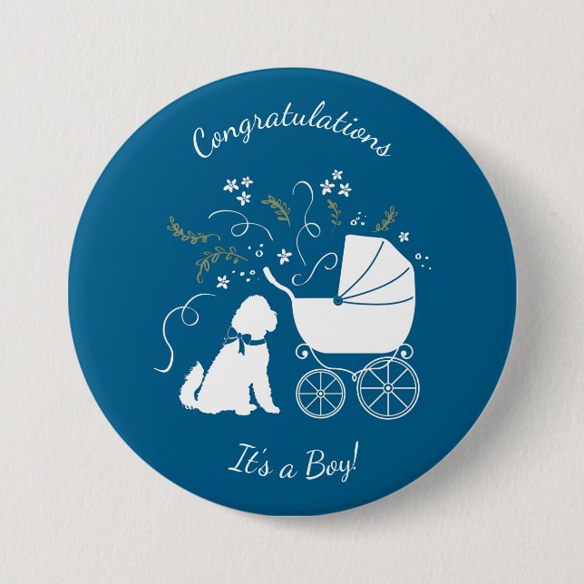 Goldendoodle Baby Shower Dog  Button (Front)