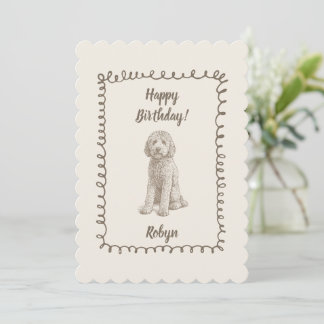 Goldendoodle Birthday Card | Cute Hand Drawn Dog