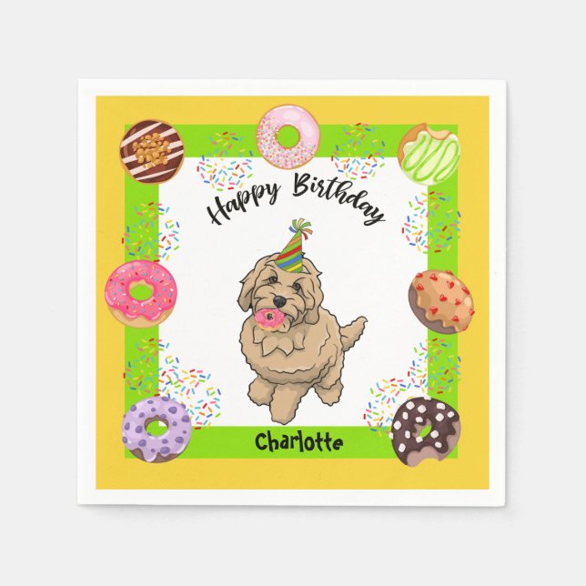Goldendoodle Birthday Party Napkin Donuts (Front)