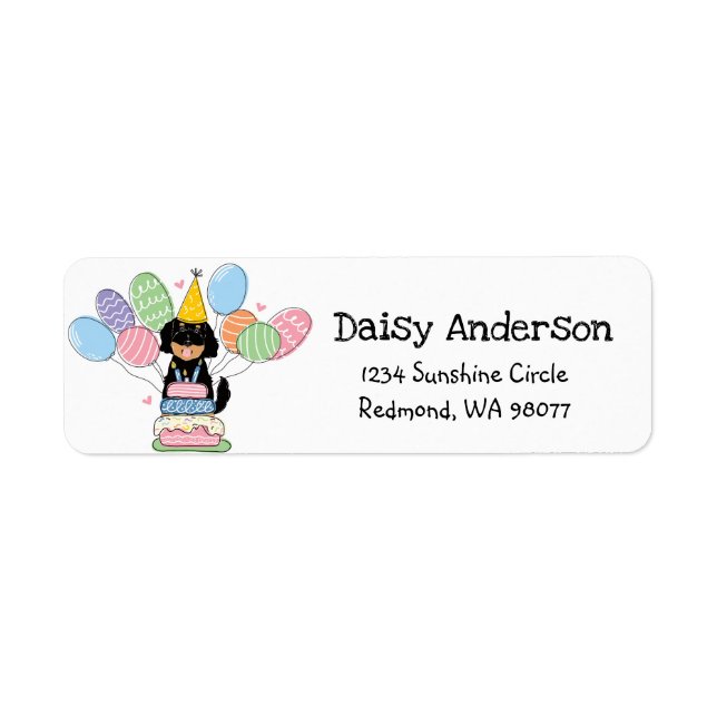 Goldendoodle Birthday Party Return Address Label (Front)
