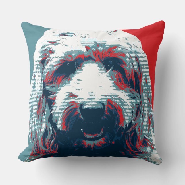 GOLDENDOODLE by Hope Dogs Throw Pillow (Front)