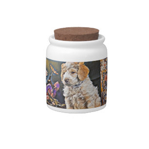 Goldendoodle candy jar