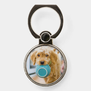 Goldendoodle Carrying Dinner Bowl Phone Ring Stand
