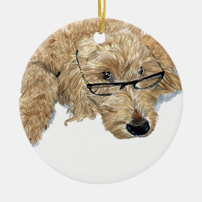 Goldendoodle Ceramic Ornament (Front)