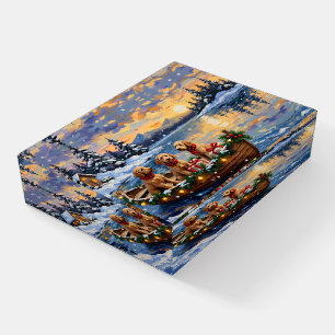 Goldendoodle Christmas Boat Holiday Paperweight