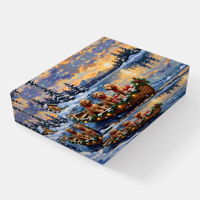 Goldendoodle Christmas Boat Holiday Paperweight (Angled)