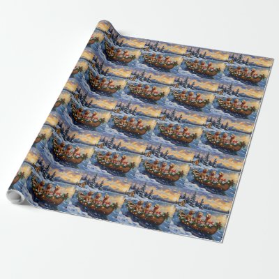 Goldendoodle Christmas Boat Holiday Wrapping Paper