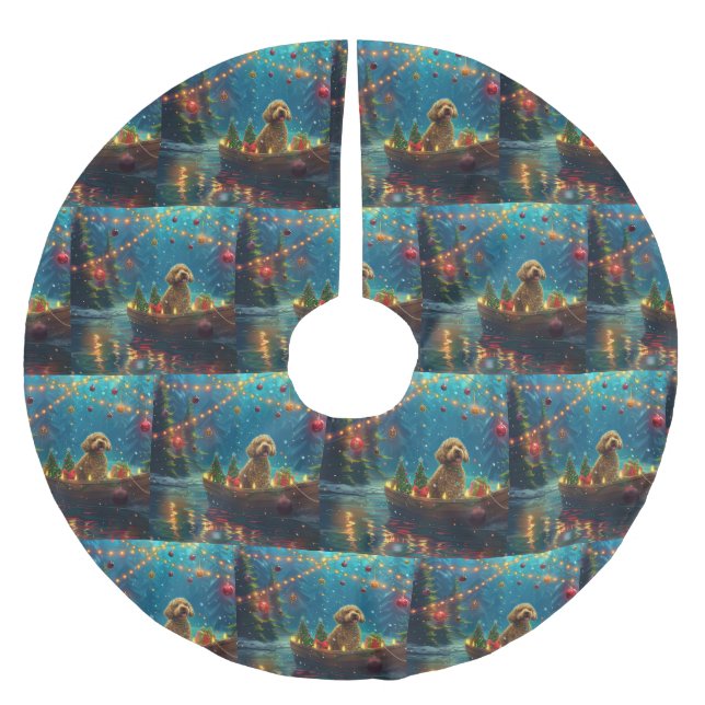 Goldendoodle Christmas Festive Voyage Brushed Polyester Tree Skirt (Front)