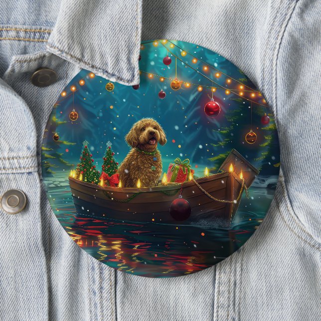 Goldendoodle Christmas Festive Voyage Button (In Situ)