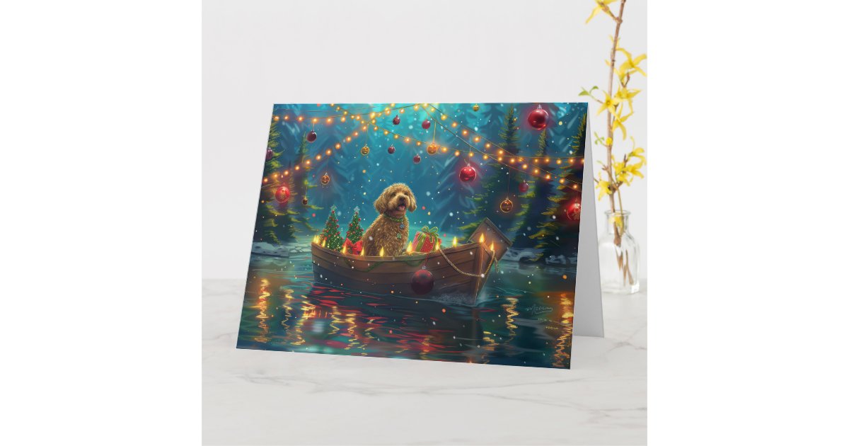 Goldendoodle Christmas Festive Voyage Card | Zazzle