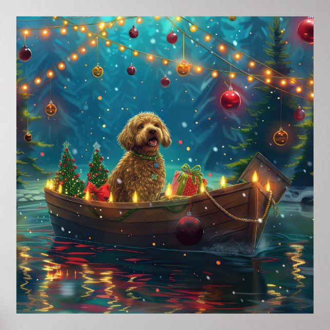 Goldendoodle Christmas Festive Voyage Poster (Front)